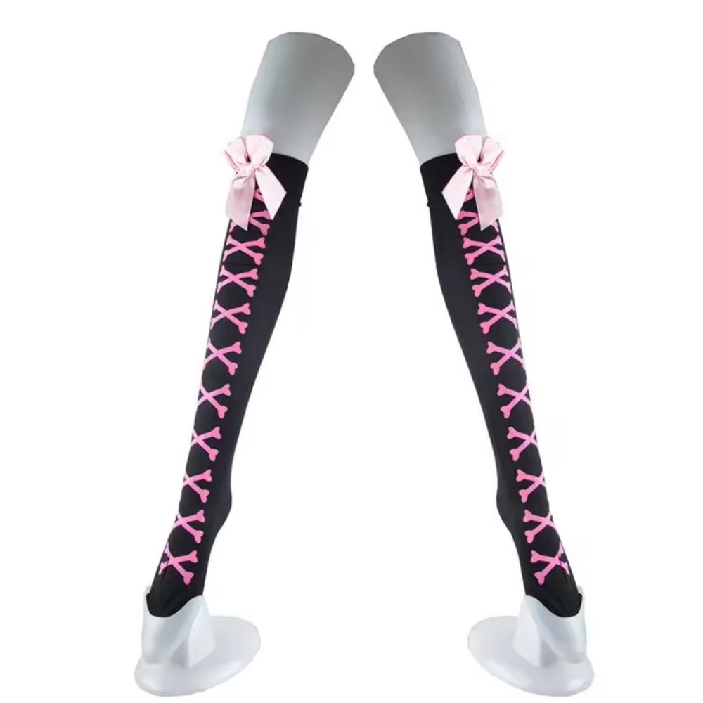 Bones & Bows Knee High Tights Stockings - Picture 15 of 16